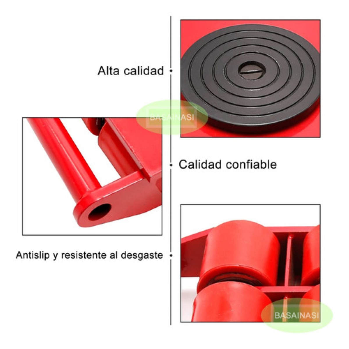 Tortuga Patin Para Mover Carga Pesada 6t Rojo 4 Ruedas Rojo