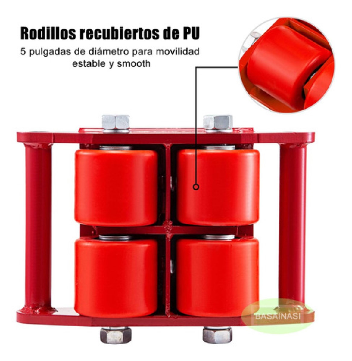 Tortuga Patin Para Mover Carga Pesada 6t Rojo 4 Ruedas Rojo