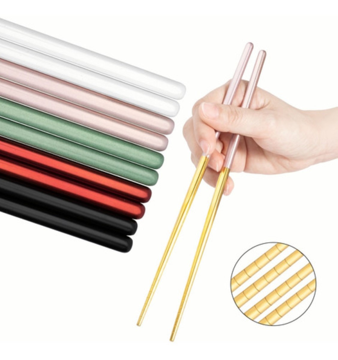 Palillos Chinos De Acero Inoxidable, 5 Pares, Multicolor