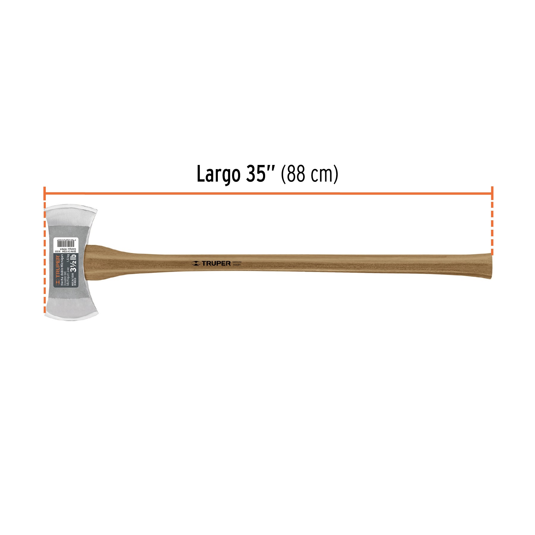 HACHA DOBLE MICHIGAN 3-1/2 LBS, MANGO DE HICKORY 35", TRUPER 14964