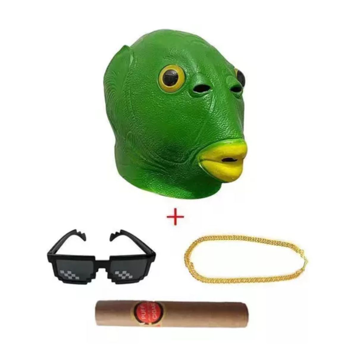 Mascaras Halloween Latex Cabeza Pez Cosplay Fiesta Divertido Verde