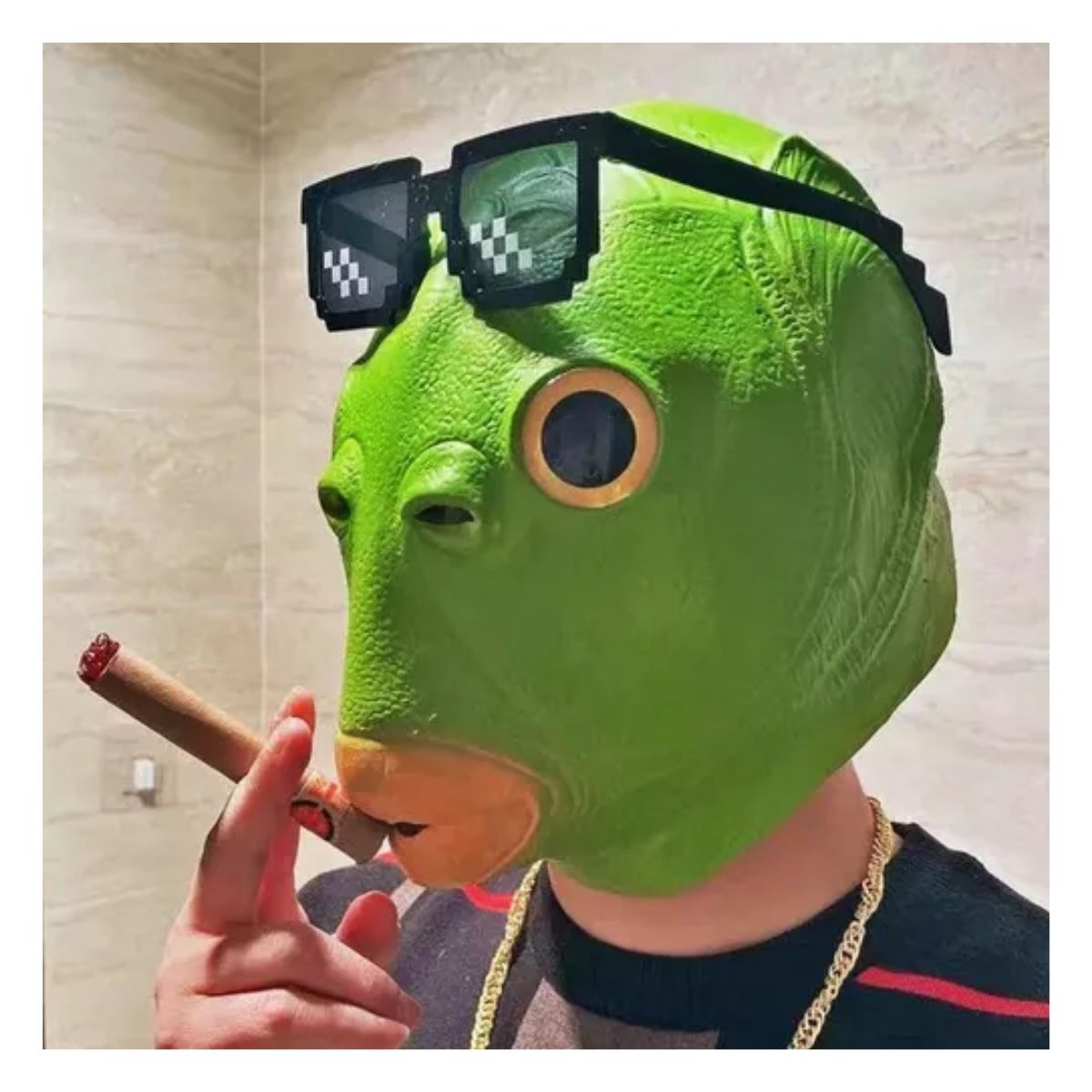 Mascaras Halloween Latex Cabeza Pez Cosplay Fiesta Divertido Verde