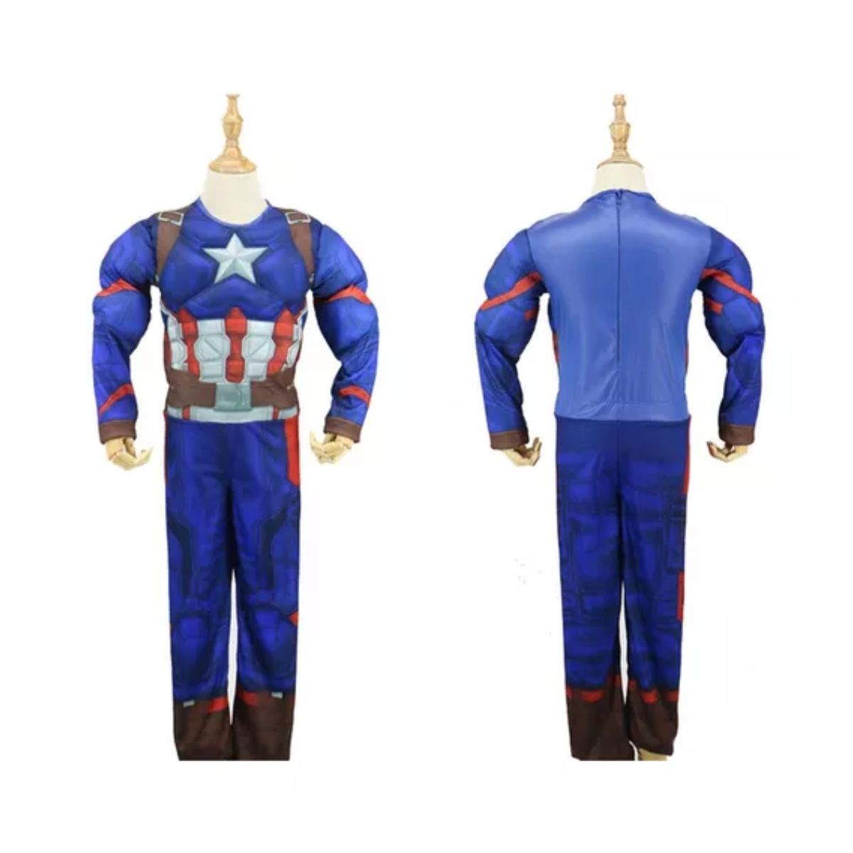 Disfraz Capitan America Cosplay Halloween Musculoso Adulto Azul