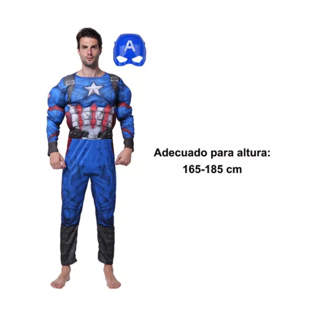 Disfraz Capitan America Cosplay Halloween Musculoso Adulto Azul