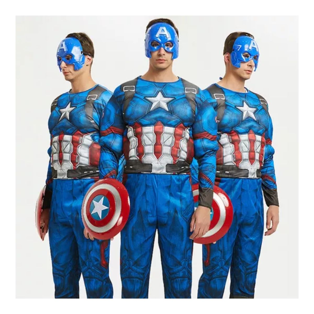 Disfraz Capitan America Cosplay Halloween Musculoso Adulto Azul