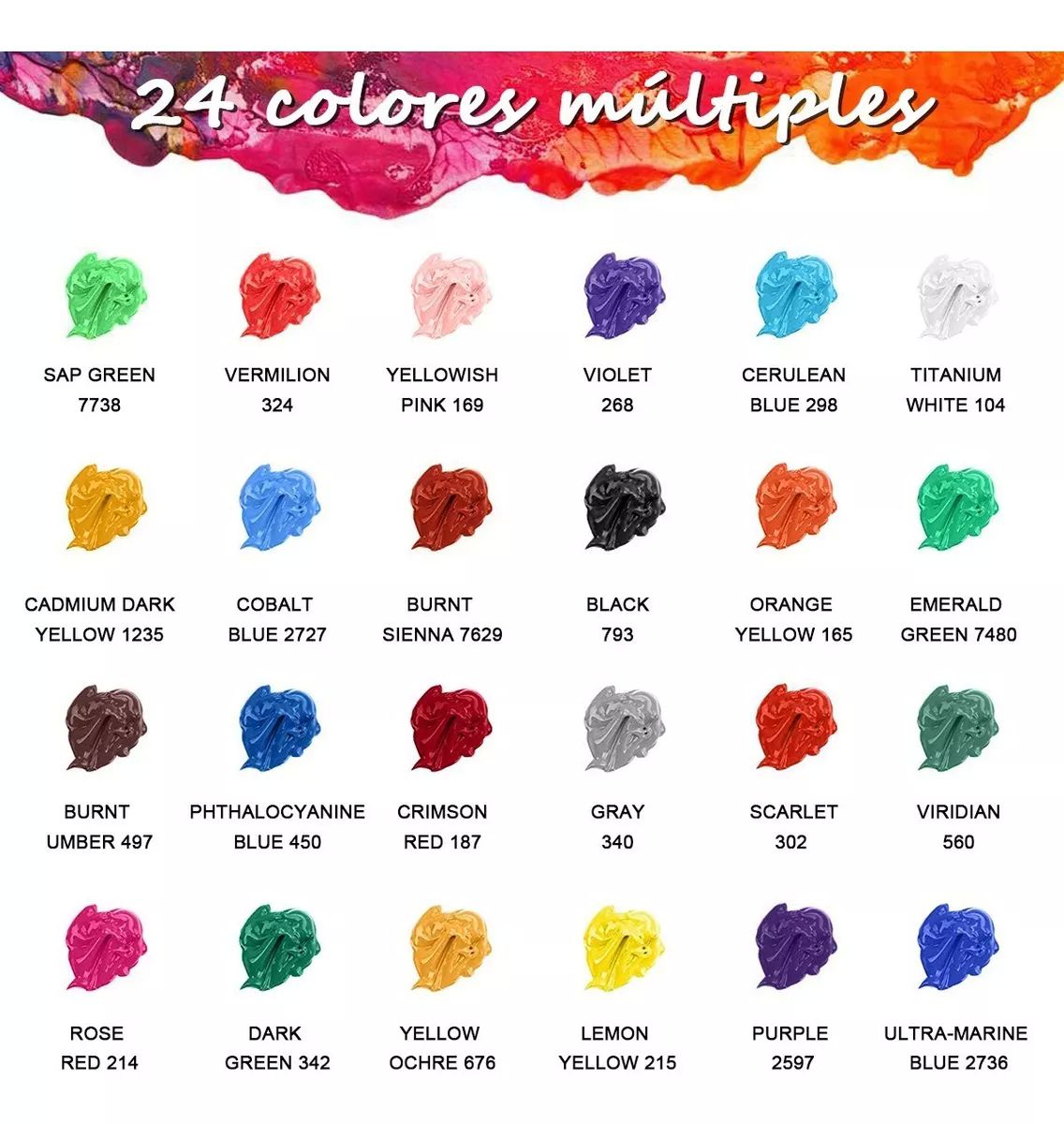 Kit De Pintura Acrílica 24 Colores 12 Ml Y Oleo Pincel 10pzs