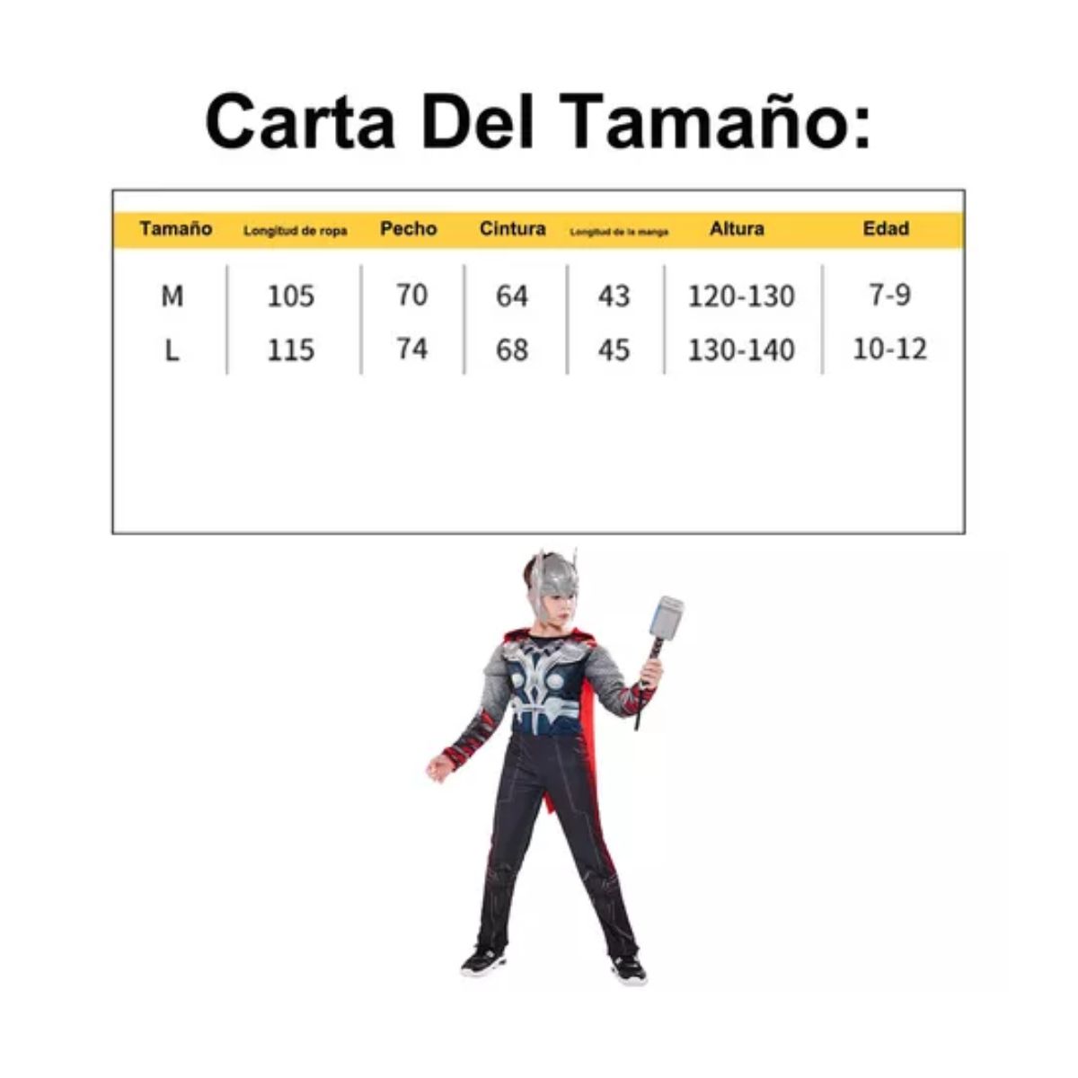Disfraz Thor Cosplay Halloween Musculoso Superheroes Niños Talla G