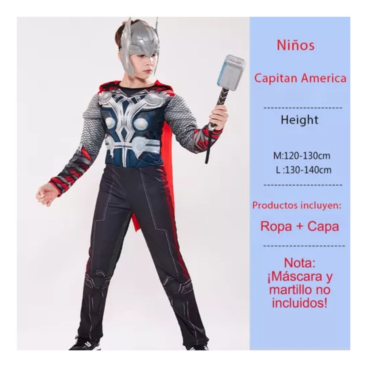 Disfraz Thor Cosplay Halloween Musculoso Superheroes Niños Talla G