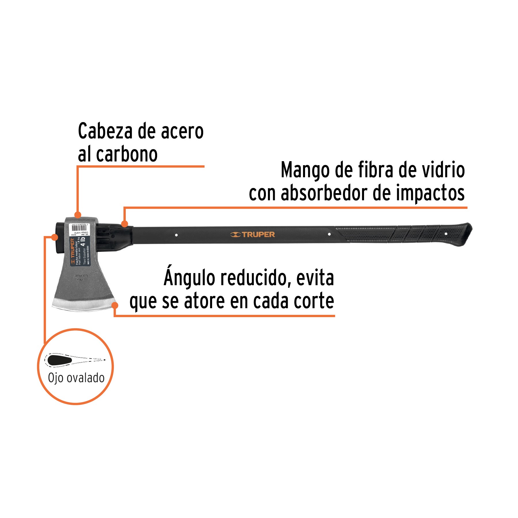 HACHA MEDIA LABOR 4 LB MANGO DE 36", TRUPER 14972