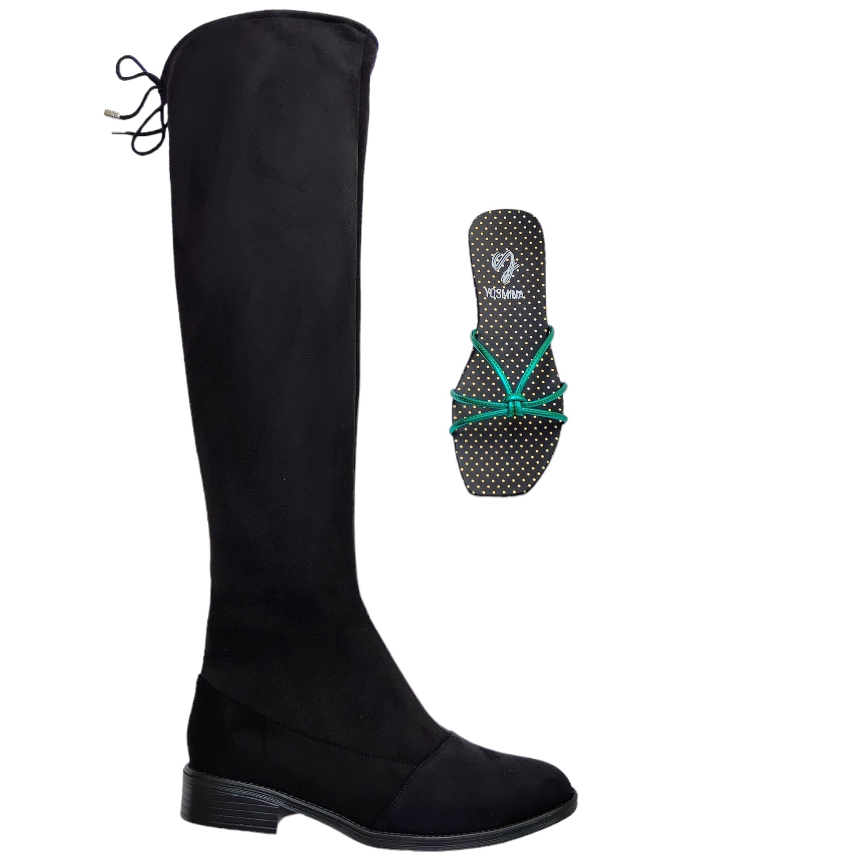 Botas Largas Tubo Elástico Dama Arriba Rodilla Para Invierno incluye GRATIS un par de sandalias.