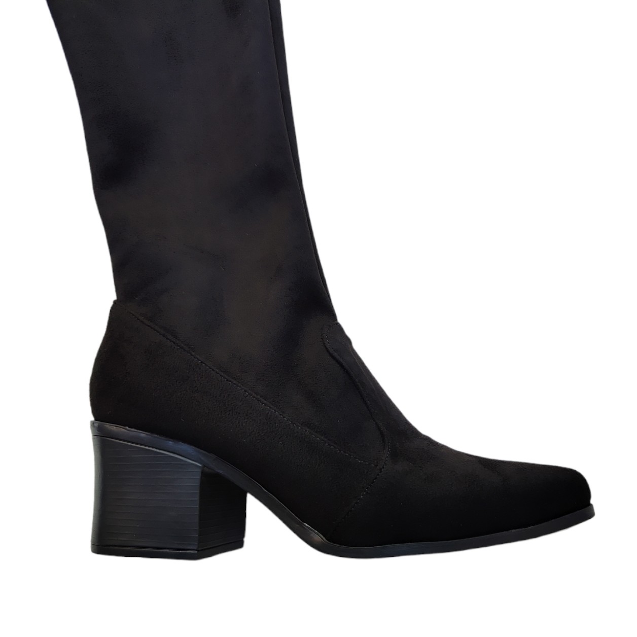 Botas Largas Tubo Elástico Dama Arriba Rodilla Para Invierno Tacón 6cm Punta Picuda .