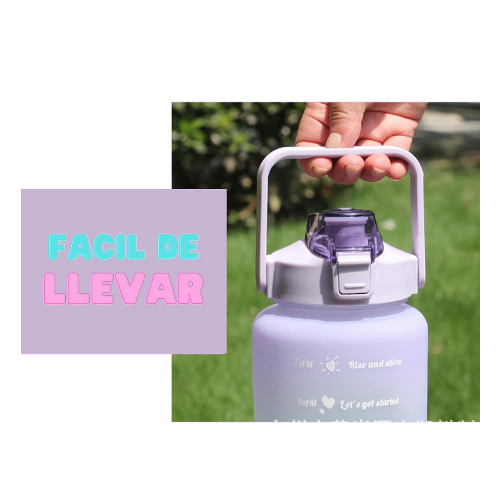 Kit 3 Piezas Botella Deportiva Motivacional Negro Con Dorado