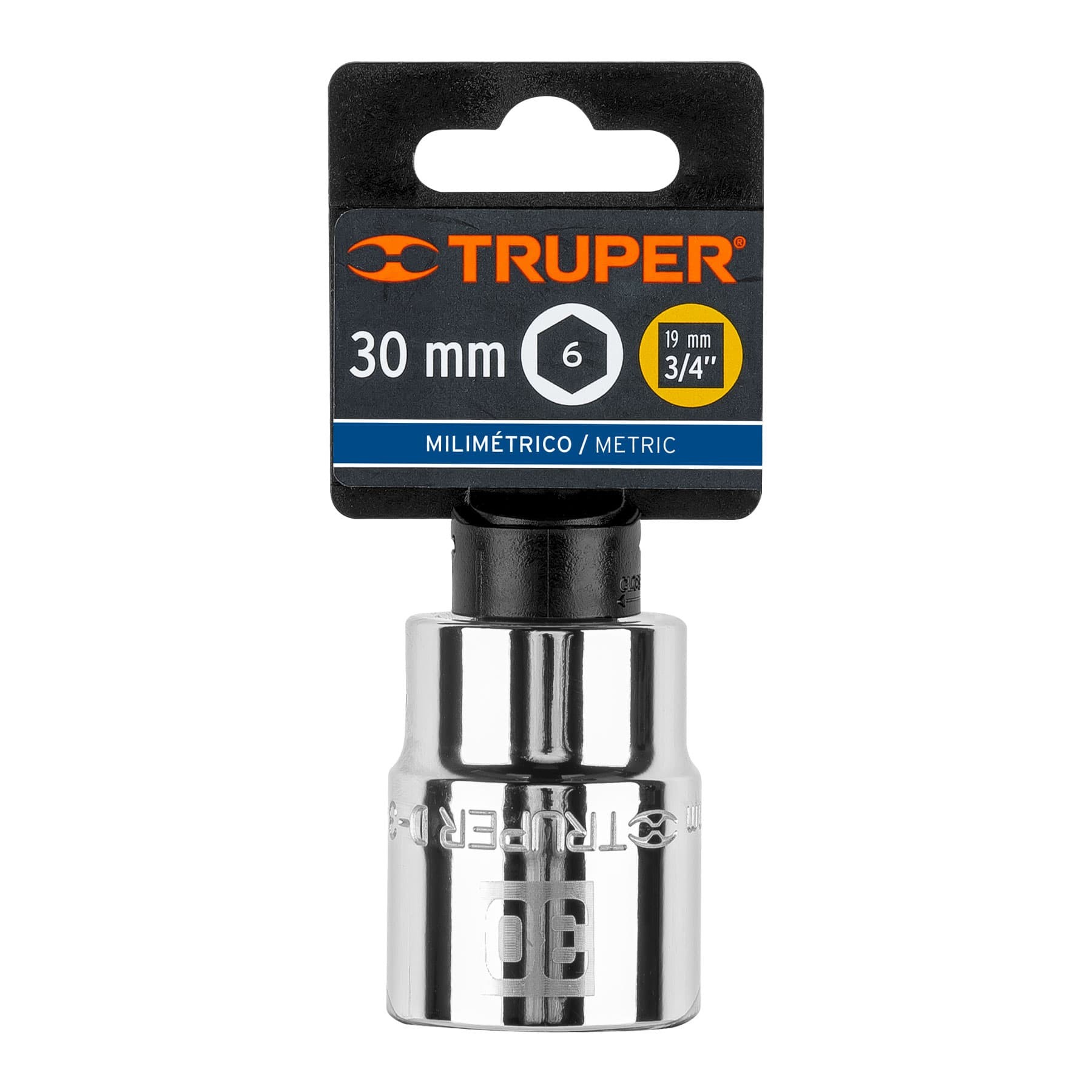 DADO DE 30 MM, 6 PUNTAS, CUADRO 3/4", TRUPER 14979