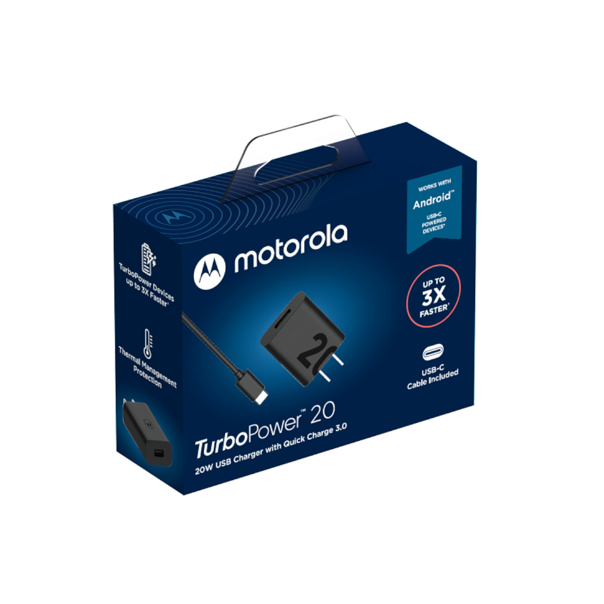 Cargador Motorola 20W salida USB con cable USB C Turbo Power
