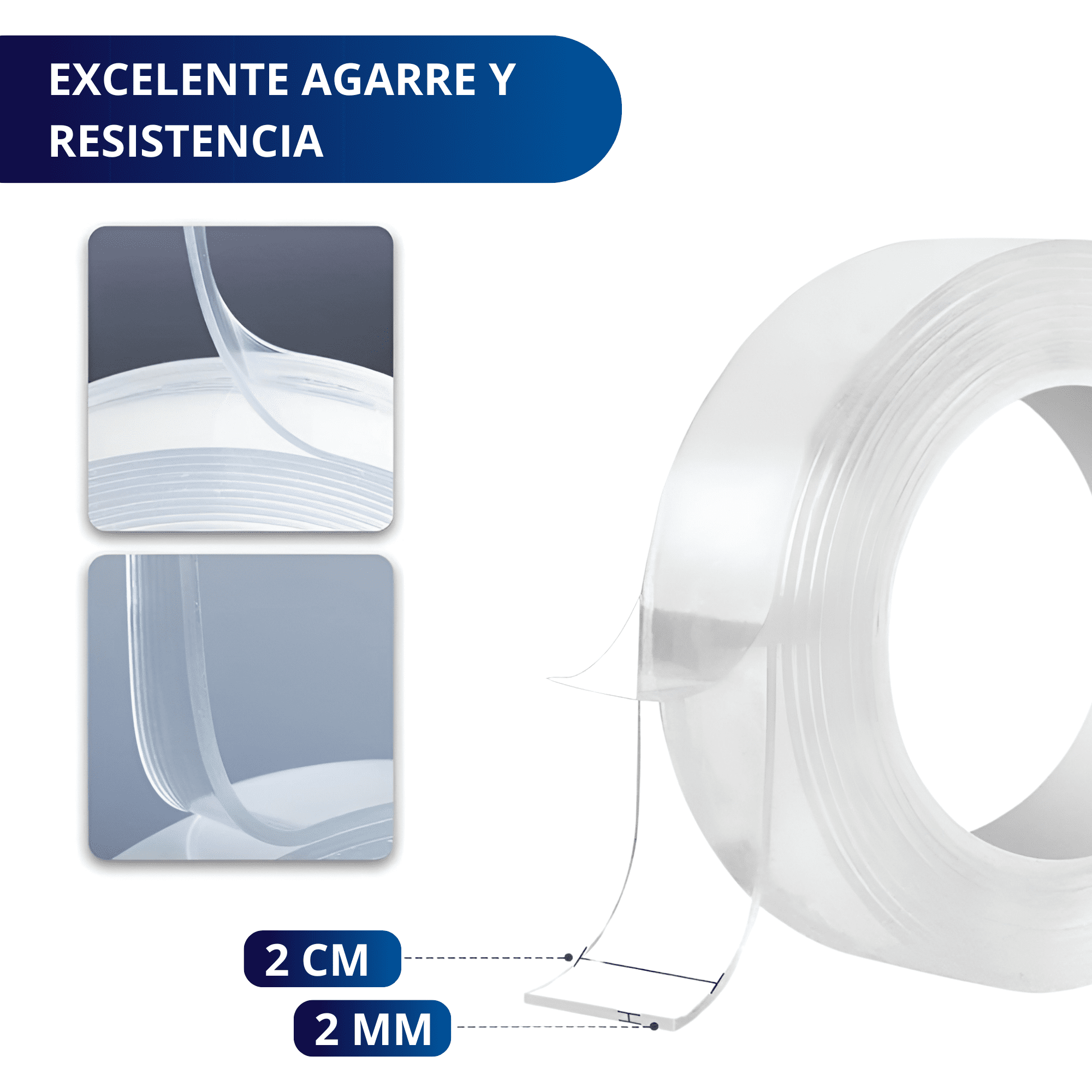 Cinta Doble Cara Adhesiva Ecomlab Transparente Nano Tape 5 Metros