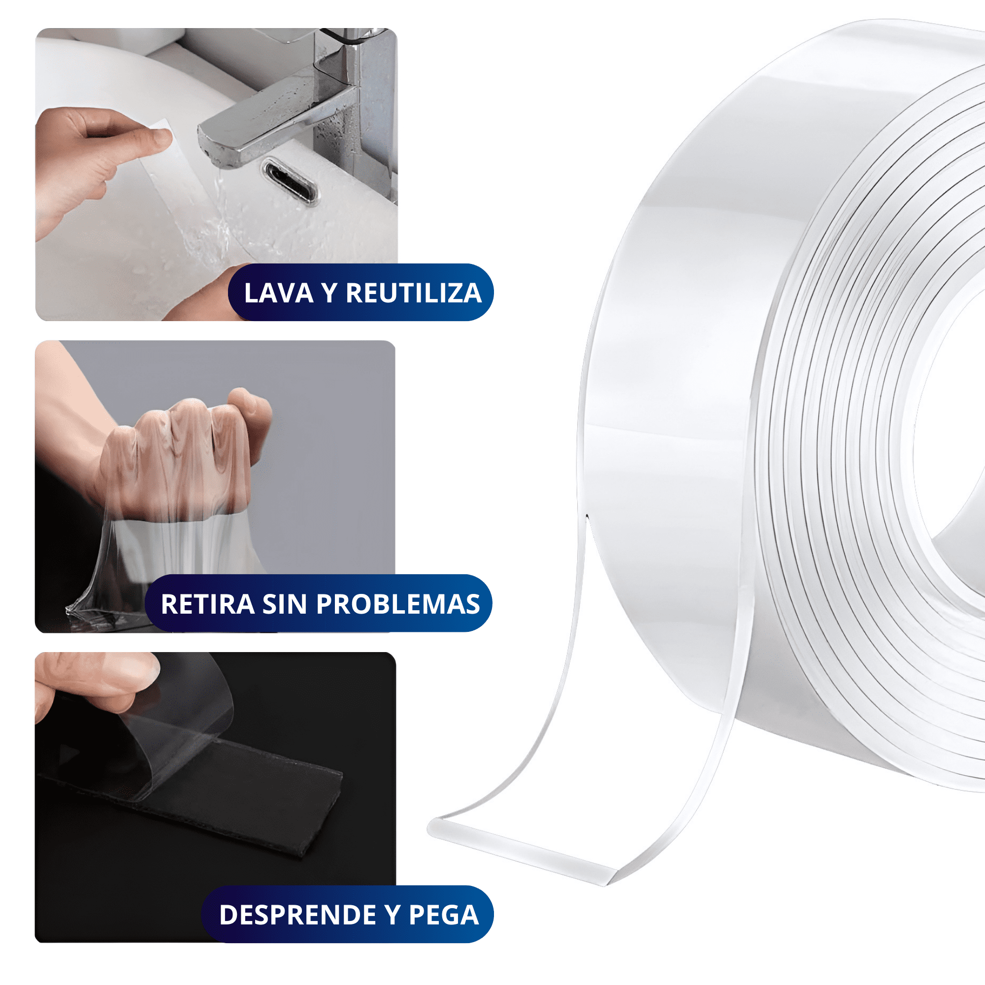 Cinta Doble Cara Adhesiva Ecomlab Transparente Nano Tape 5 Metros