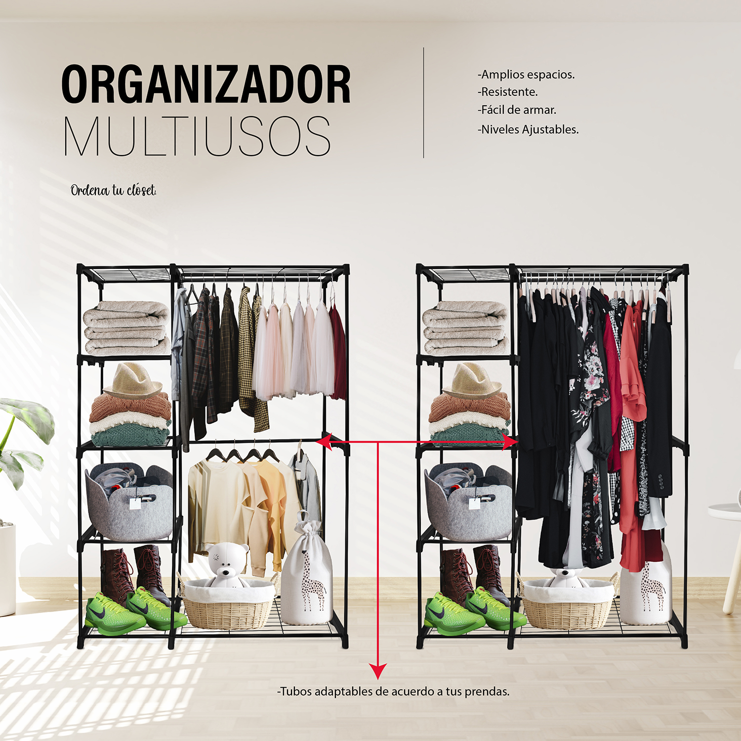 Closet Minimalista ,Guardarropa Ropero Tubular Metálico 