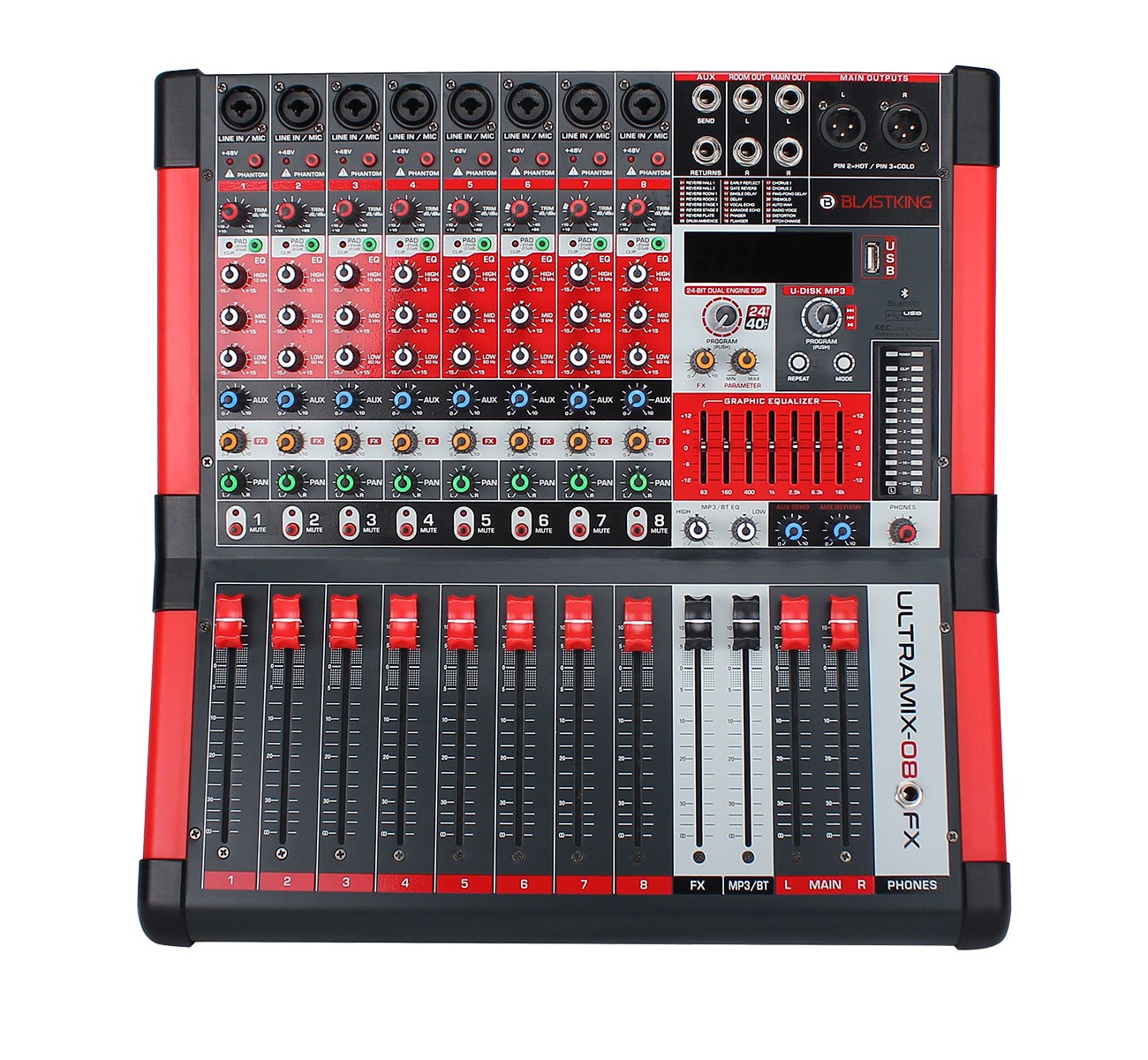 Mezcladora BLASTKING ULTRAMIX-8FX Analógica 8 Canales Estére.
