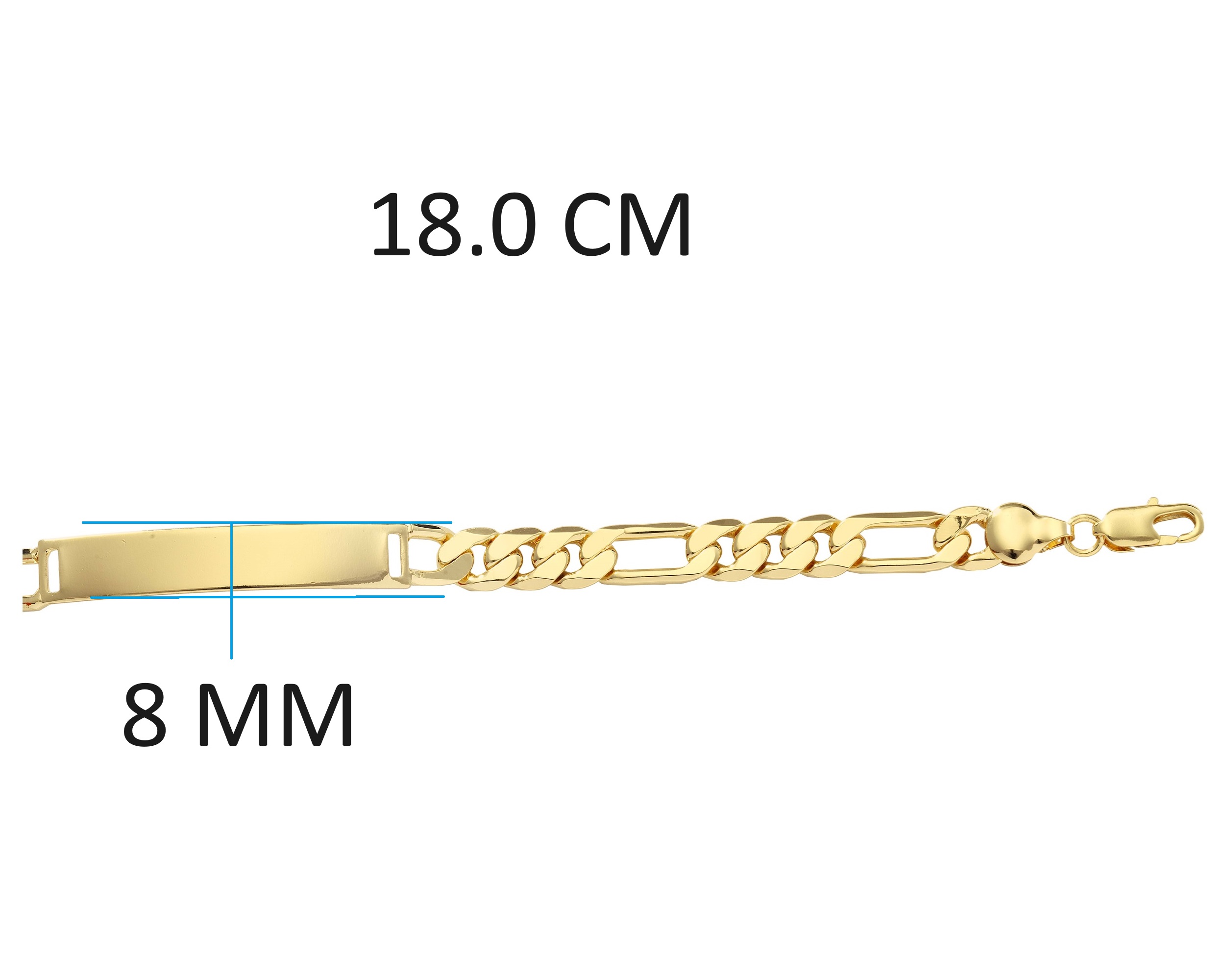 Pulsera Esclava Chapa de Oro 18K Horoz Placa lisa 22cm SH2.