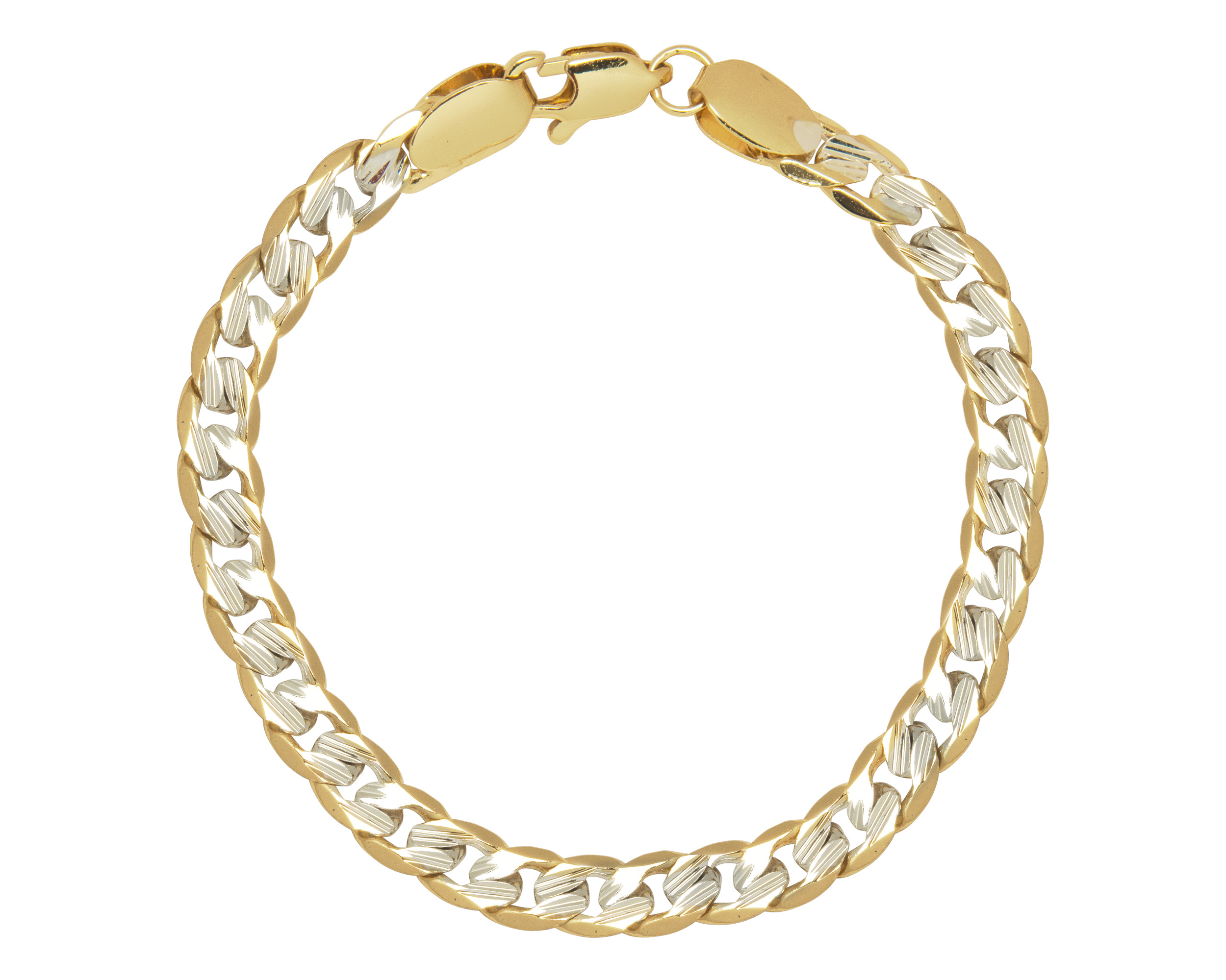 Pulsera Esclava Chapa de Oro 18K Horoz Barbada Bicolor 18cm SH4.