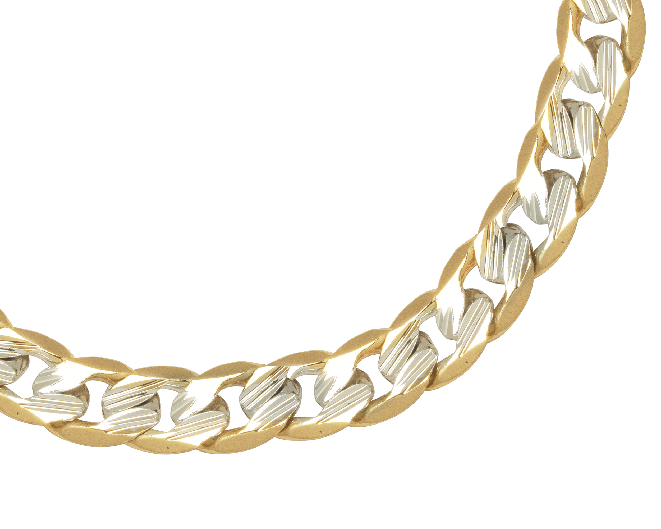 Pulsera Esclava Chapa de Oro 18K Horoz Barbada Bicolor 18cm SH4.