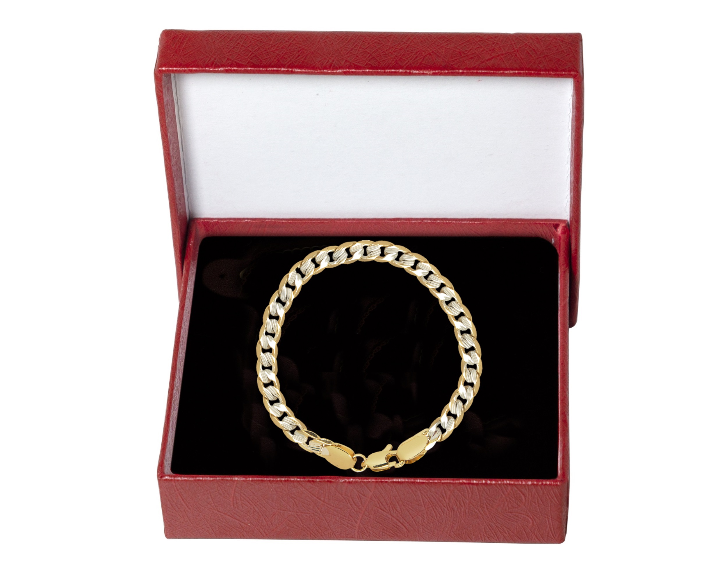 Pulsera Esclava Chapa de Oro 18K Horoz Barbada Bicolor 18cm SH4.