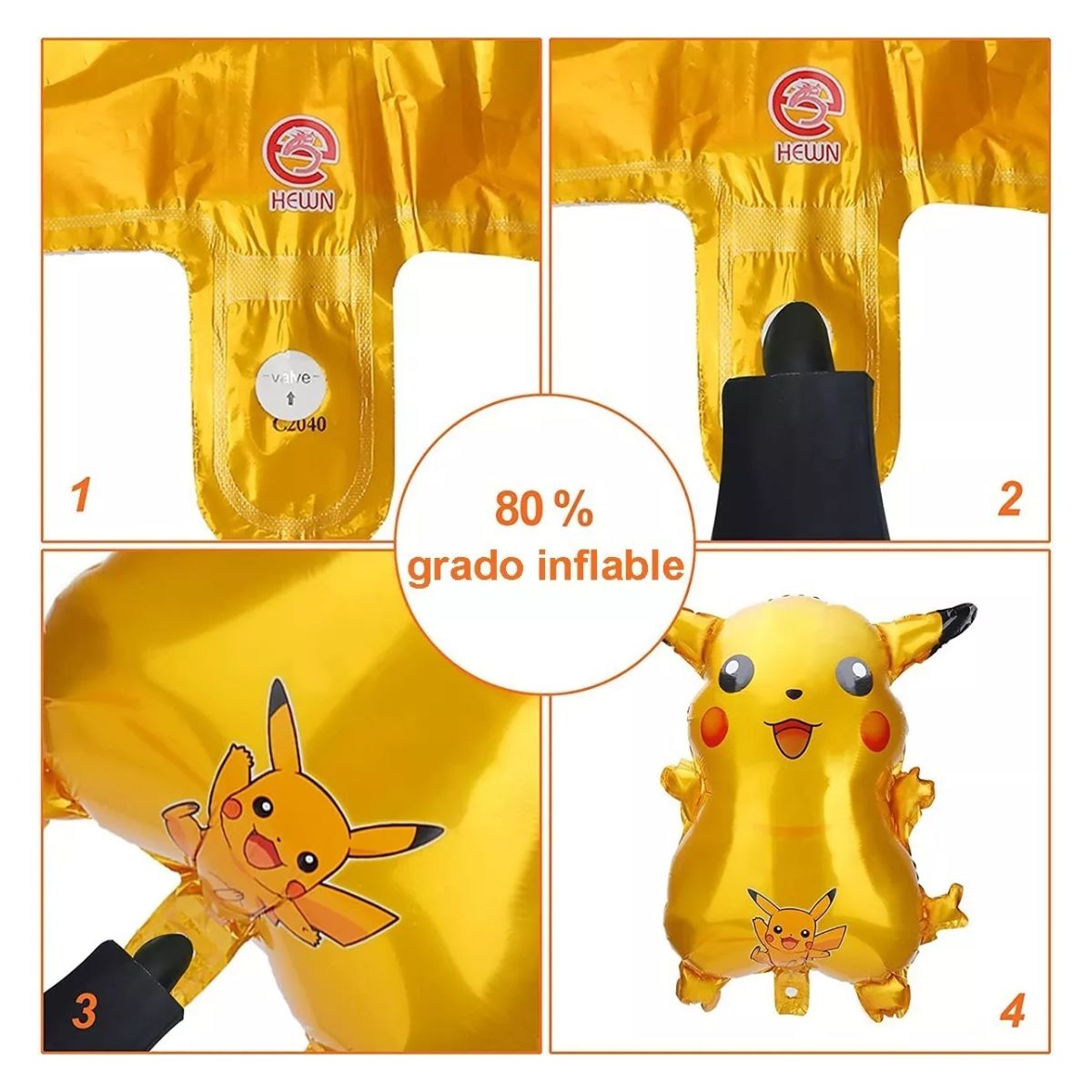 Kit Fiesta Pokemon Decoracion Globos Metalicos Pikachu 7 Pcs 