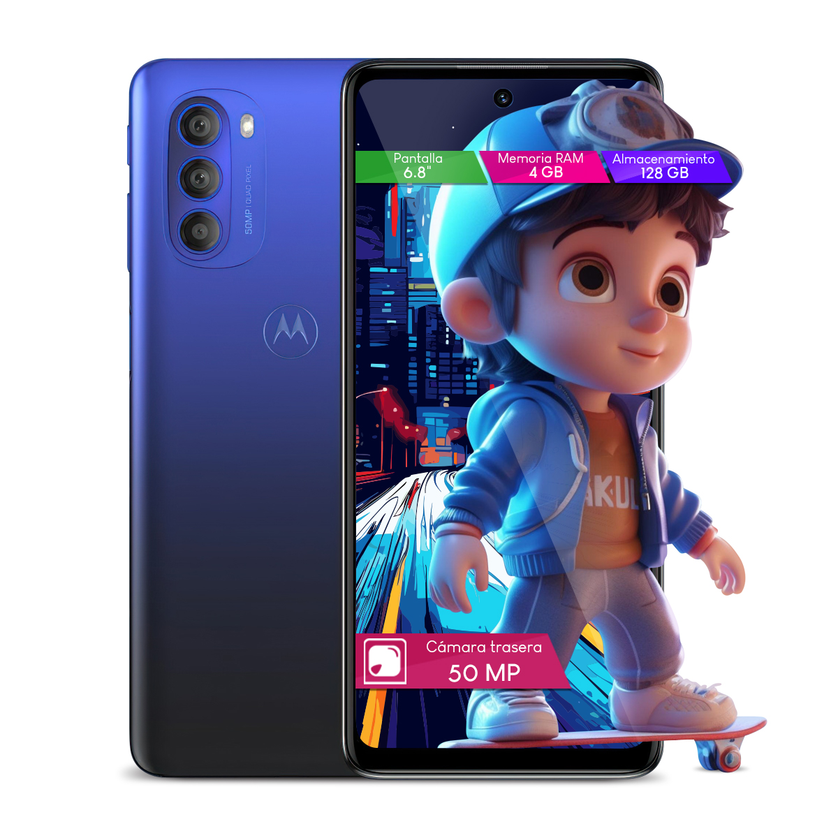 Combo Celular Motorola Moto G51 5G 4GB 128GB 6.78Pulg FHD+ Android 11 Indigo Blue + Regalo