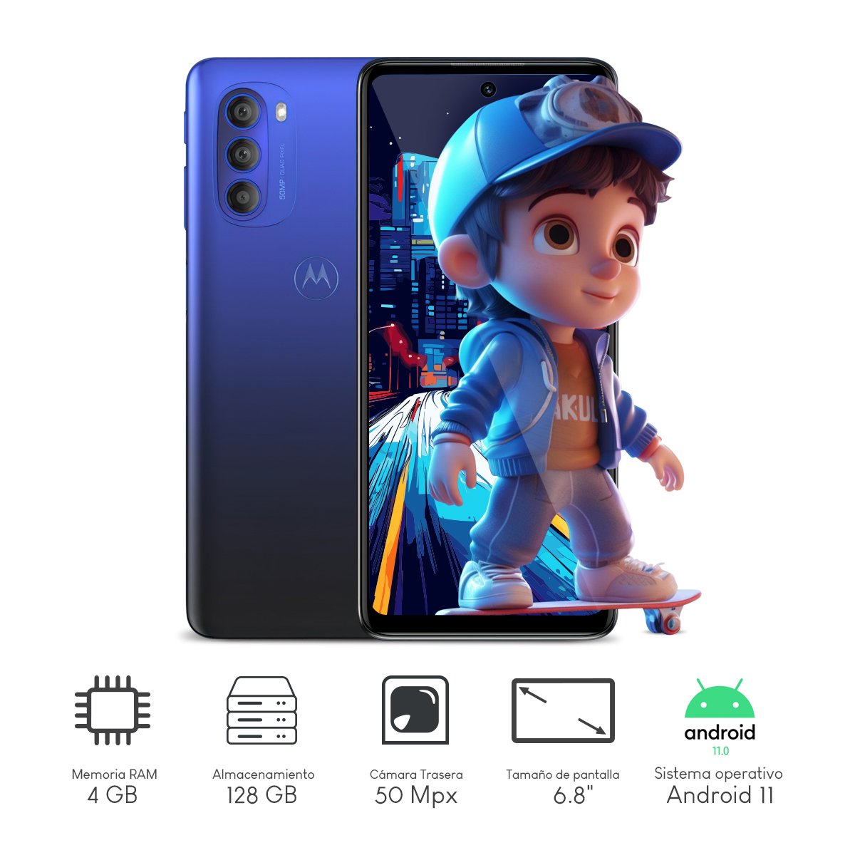 Combo Celular Motorola Moto G51 5G 4GB 128GB 6.78Pulg FHD+ Android 11 Indigo Blue + Regalo