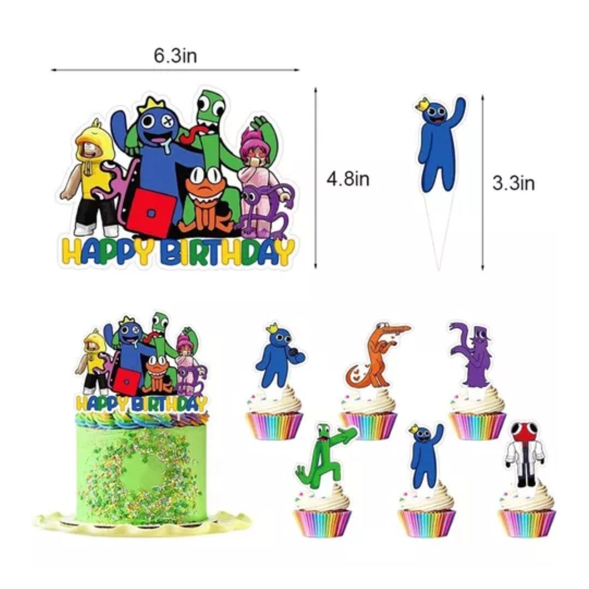 Globos De Cumpleaños Decoración Para Fiesta Rainbow Friends Azul