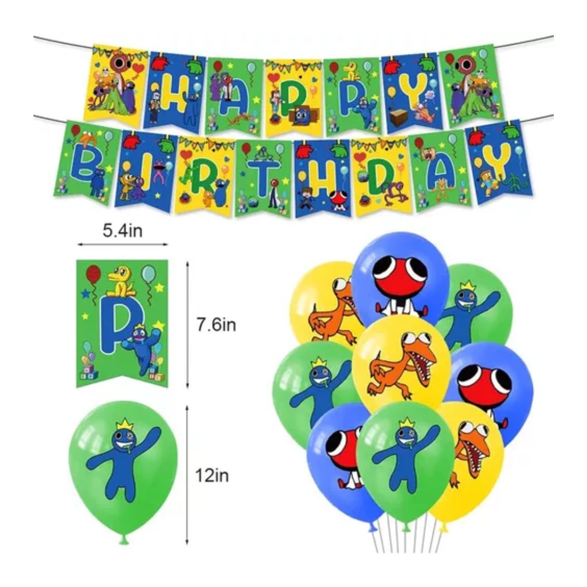 Globos De Cumpleaños Decoración Para Fiesta Rainbow Friends Azul