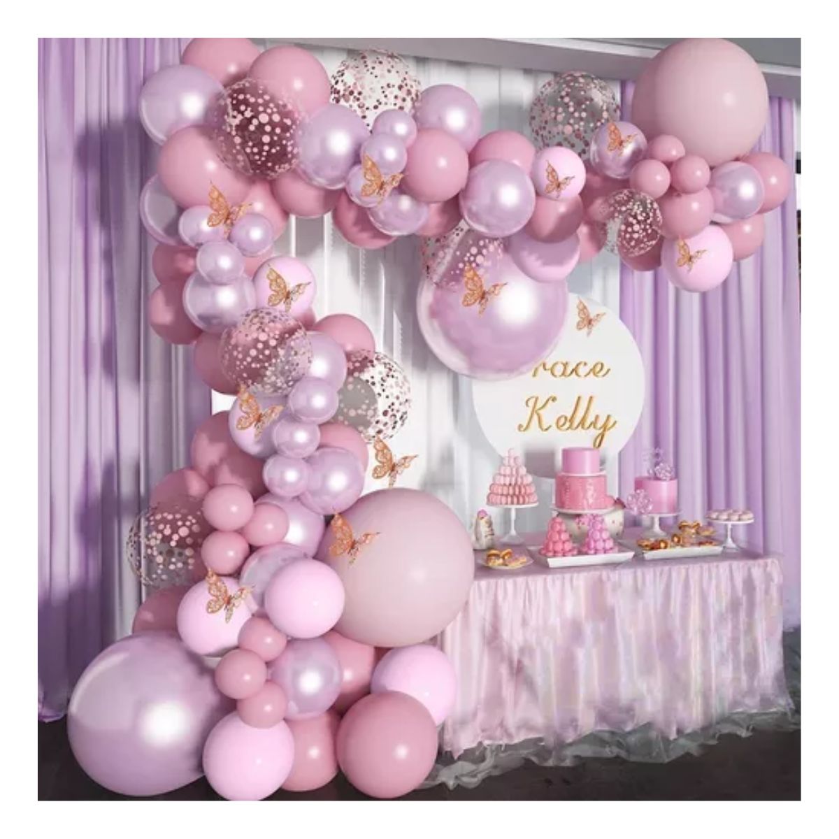 Mariposa Globo Decoración Cumpleaños Guirnalda De Globos Morado/Rosa