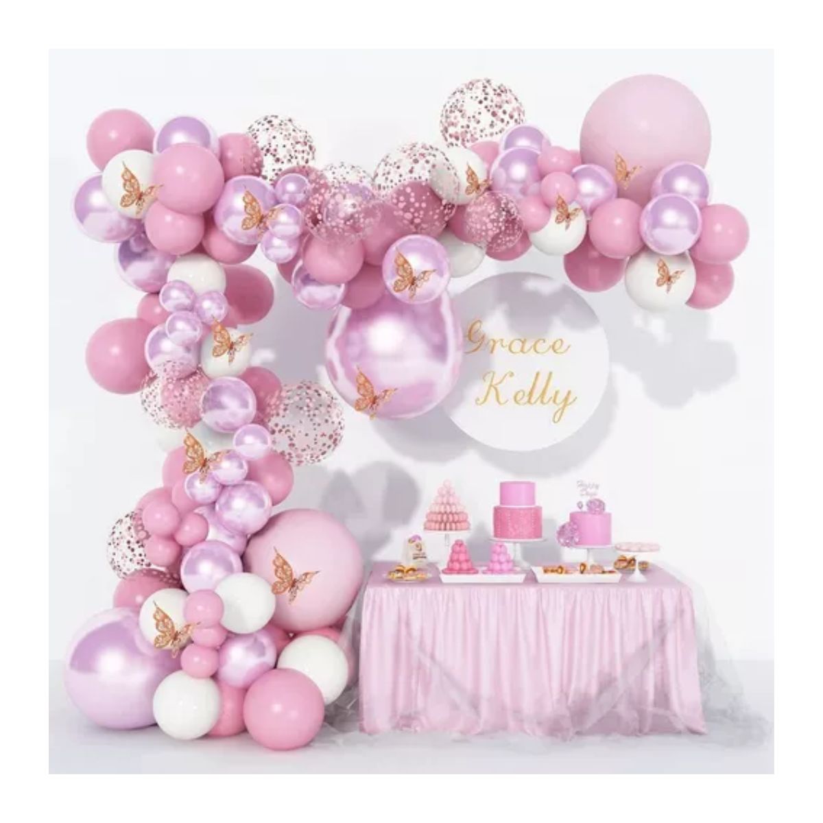 Mariposa Globo Decoración Cumpleaños Guirnalda De Globos Morado/Rosa