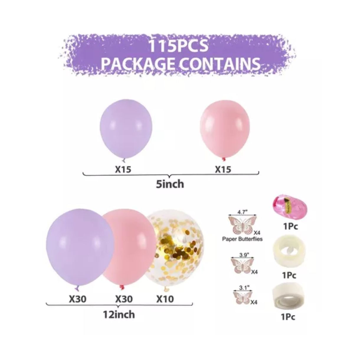 Mariposa Globo Decoración Cumpleaños Guirnalda De Globos Morado/Rosa