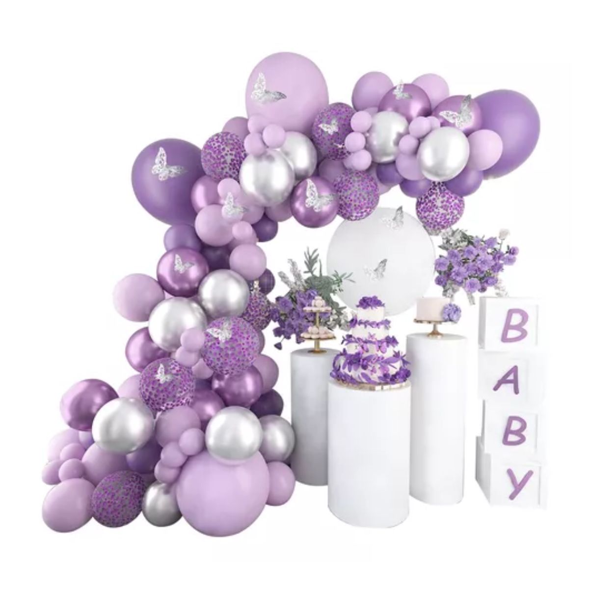 Guirnalda De Globos Mariposa Kit De Globos Para Cumpleaños Morado