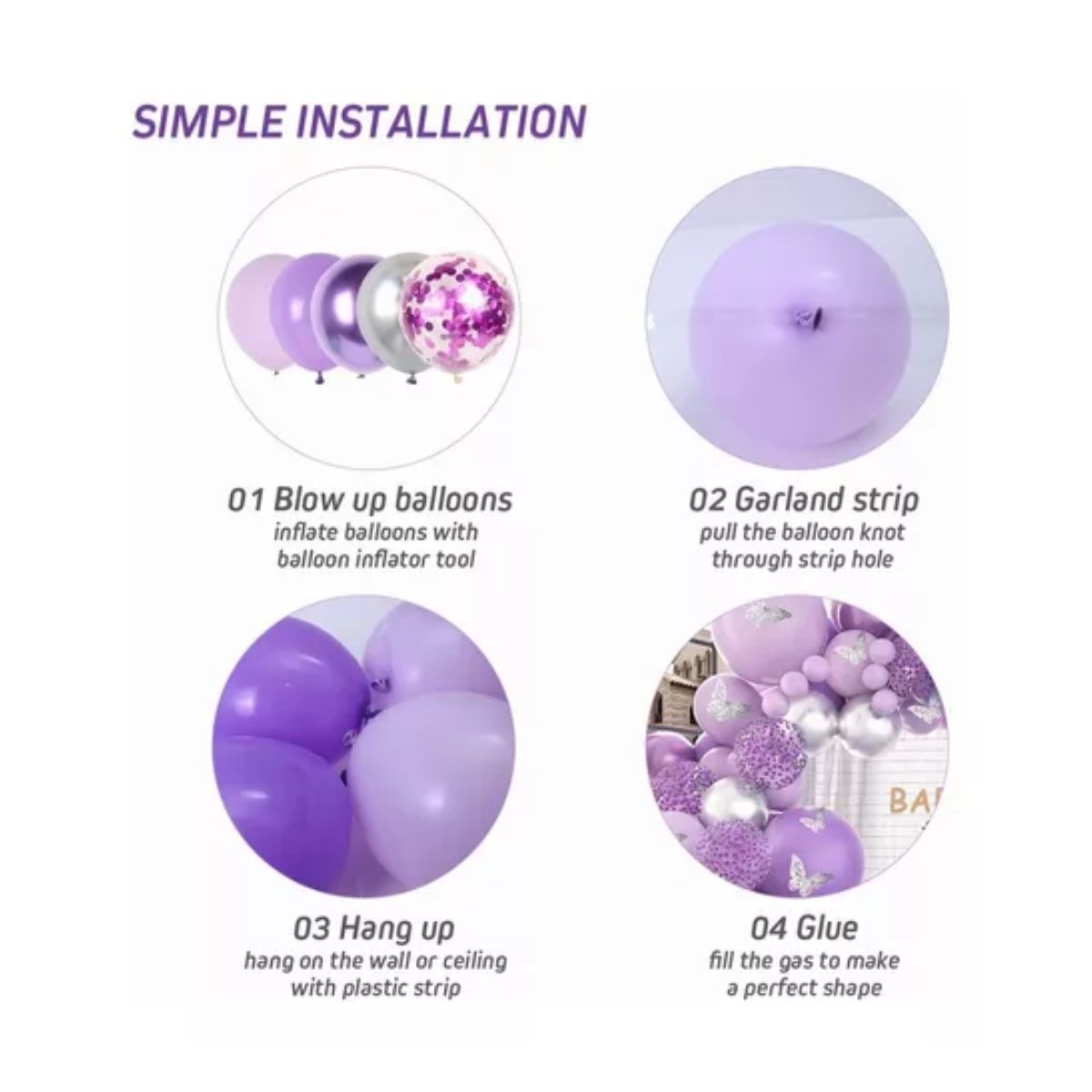 Guirnalda De Globos Mariposa Kit De Globos Para Cumpleaños Morado