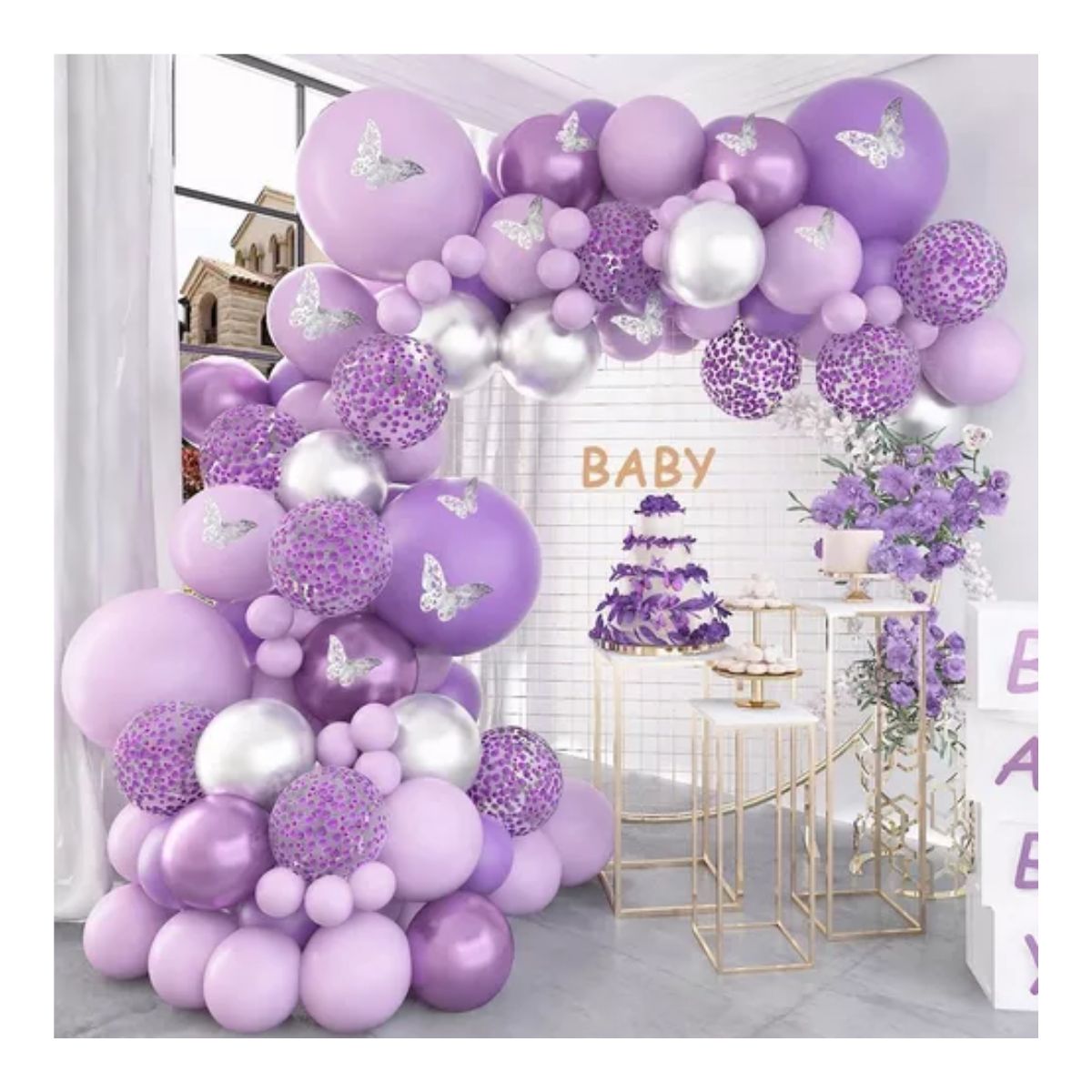 Guirnalda De Globos Mariposa Kit De Globos Para Cumpleaños Morado