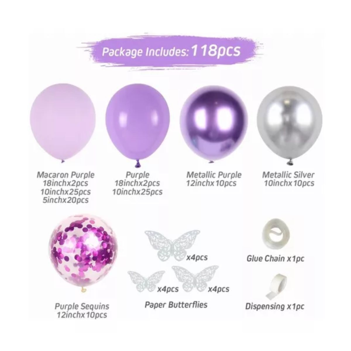 Guirnalda De Globos Mariposa Kit De Globos Para Cumpleaños Morado