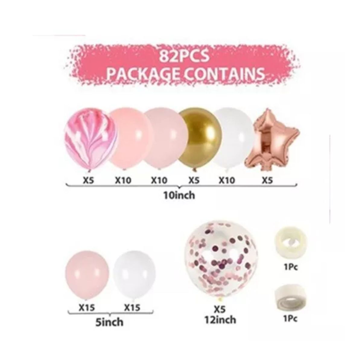 Guirnalda De Globos Rosa Decoración De Arco De Cumpleaños Rosa/Dorado/Blanco