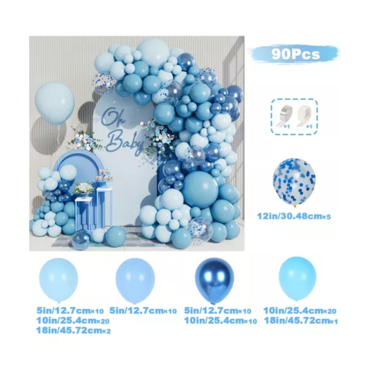 Guirnalda De Globos Decoración De Cumpleaños Con Globos Azul