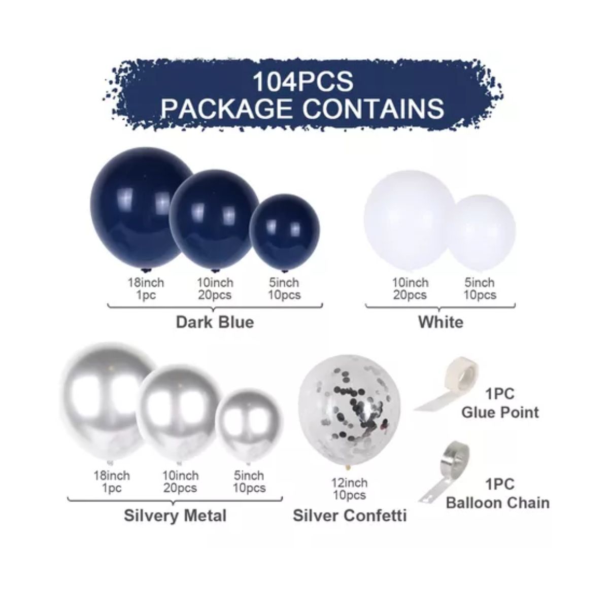 Guirnalda De Globos Arco Cumpleaños Globo Fiesta Decoración Azul/GRIS/Blanco