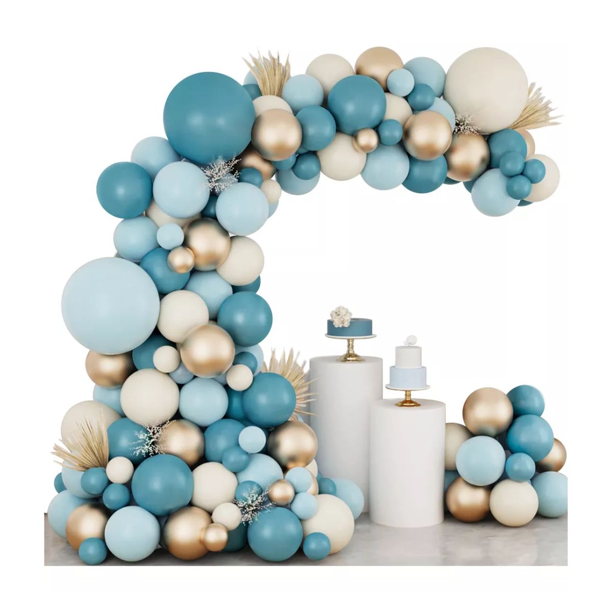 Guirnalda De Globos Azules Decoracion Con 115 Globos Azul/Dorado/Blanco