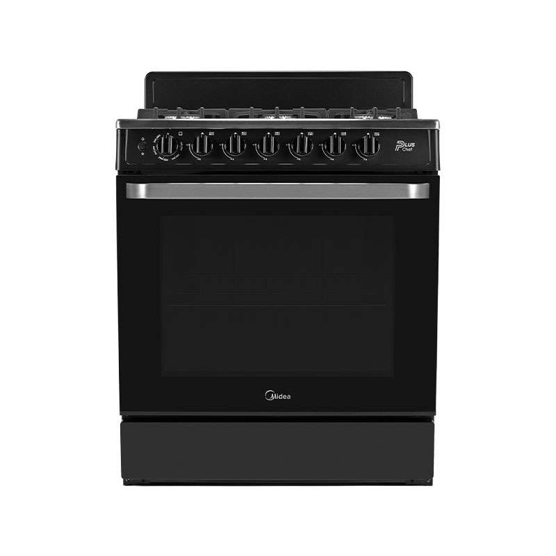 Estufa de Piso Midea MGS30FS1BEABB 6 Quemadores 30" Plus Chef Negra 