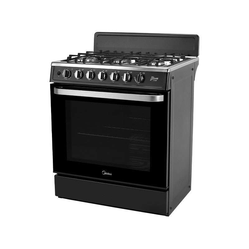 Estufa de Piso Midea MGS30FS1BEABB 6 Quemadores 30" Plus Chef Negra 