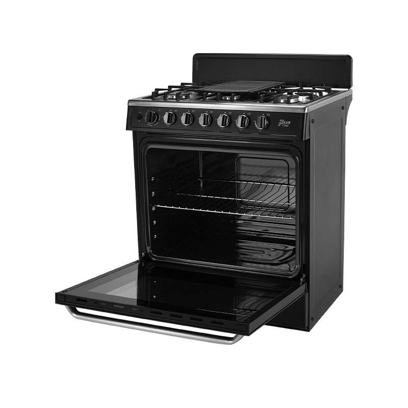 Estufa de Piso Midea MGS30FS1BEABB 6 Quemadores 30" Plus Chef Negra 