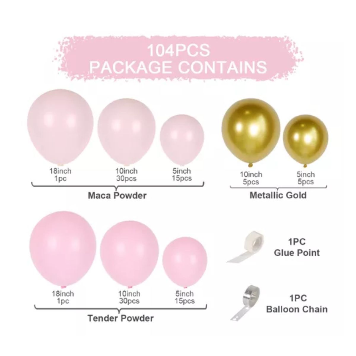 Guirnalda De Globos Rosa Arco Cumpleaños Decoración 104pz