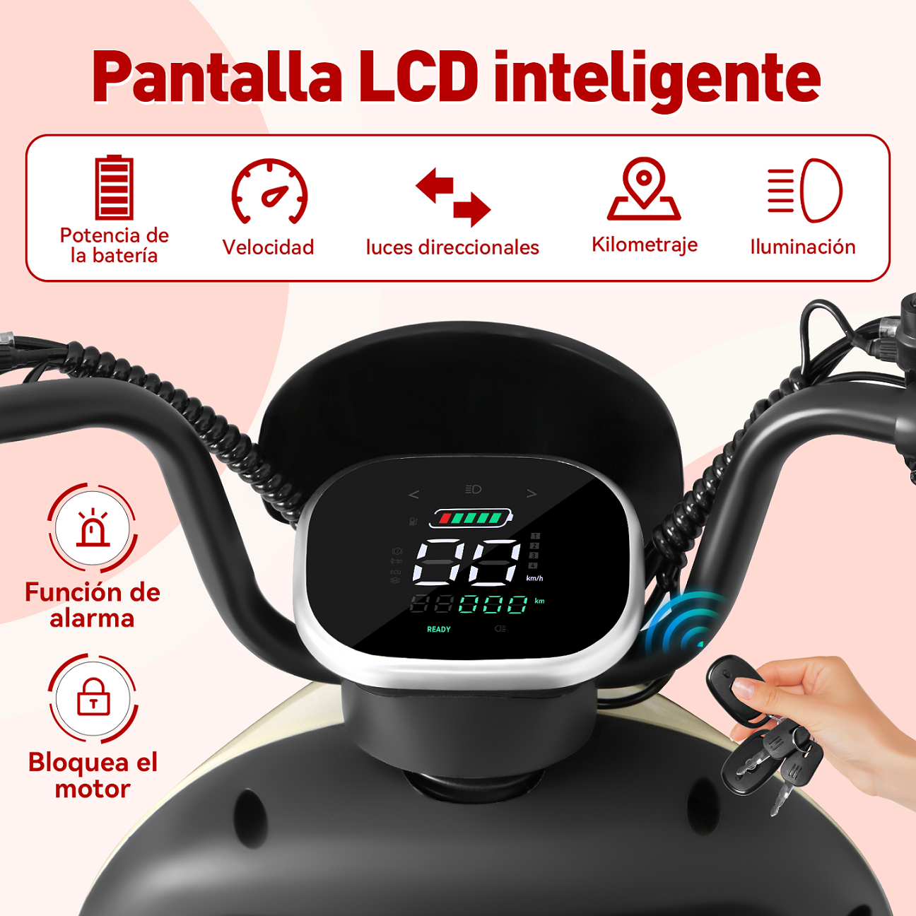 Moto Bici Eléctrica 3 ruedas Honey Whale V1 Rojo