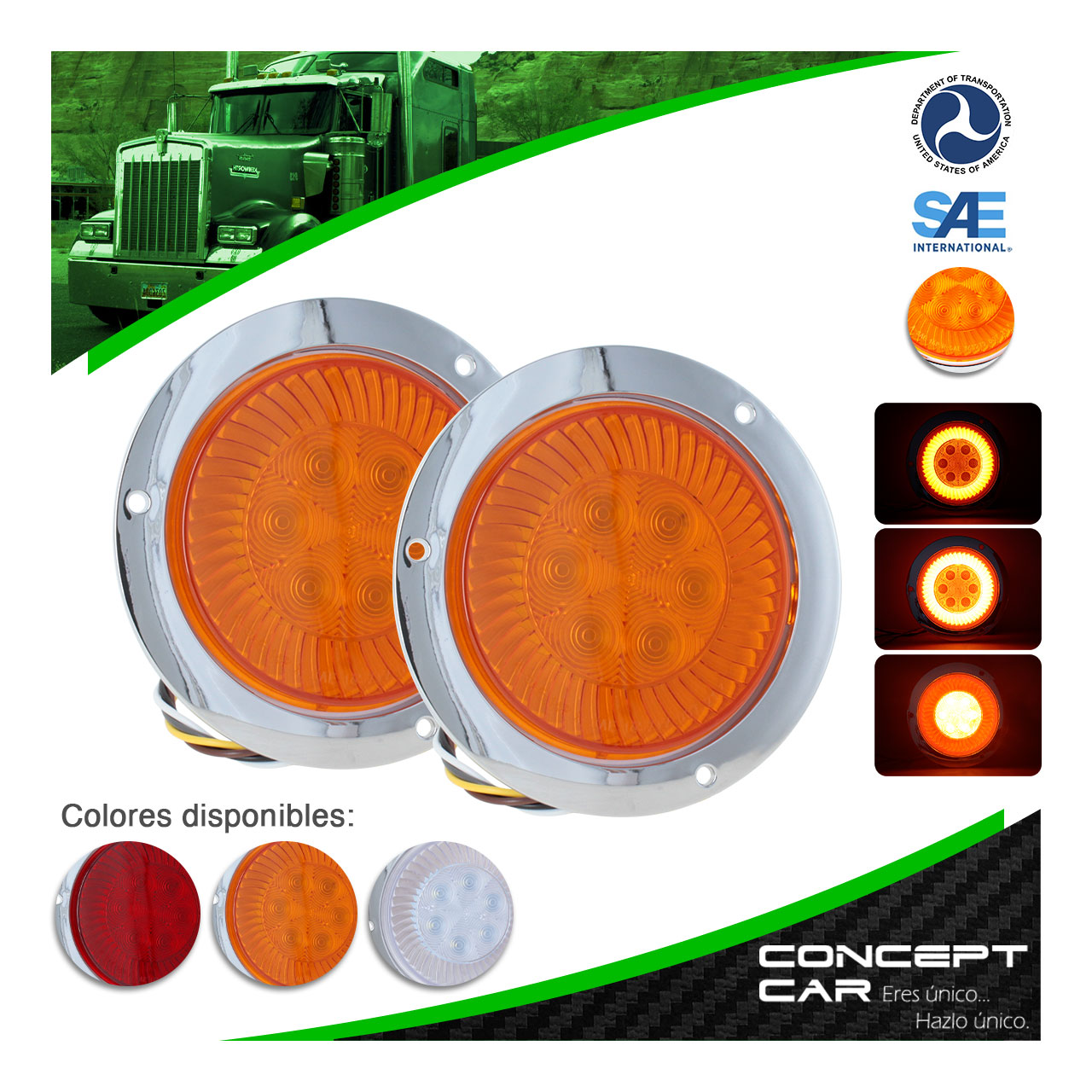 Par Plafon Redondo 6 Led Gel Alta Baja Estrobo Turbina 12-24v