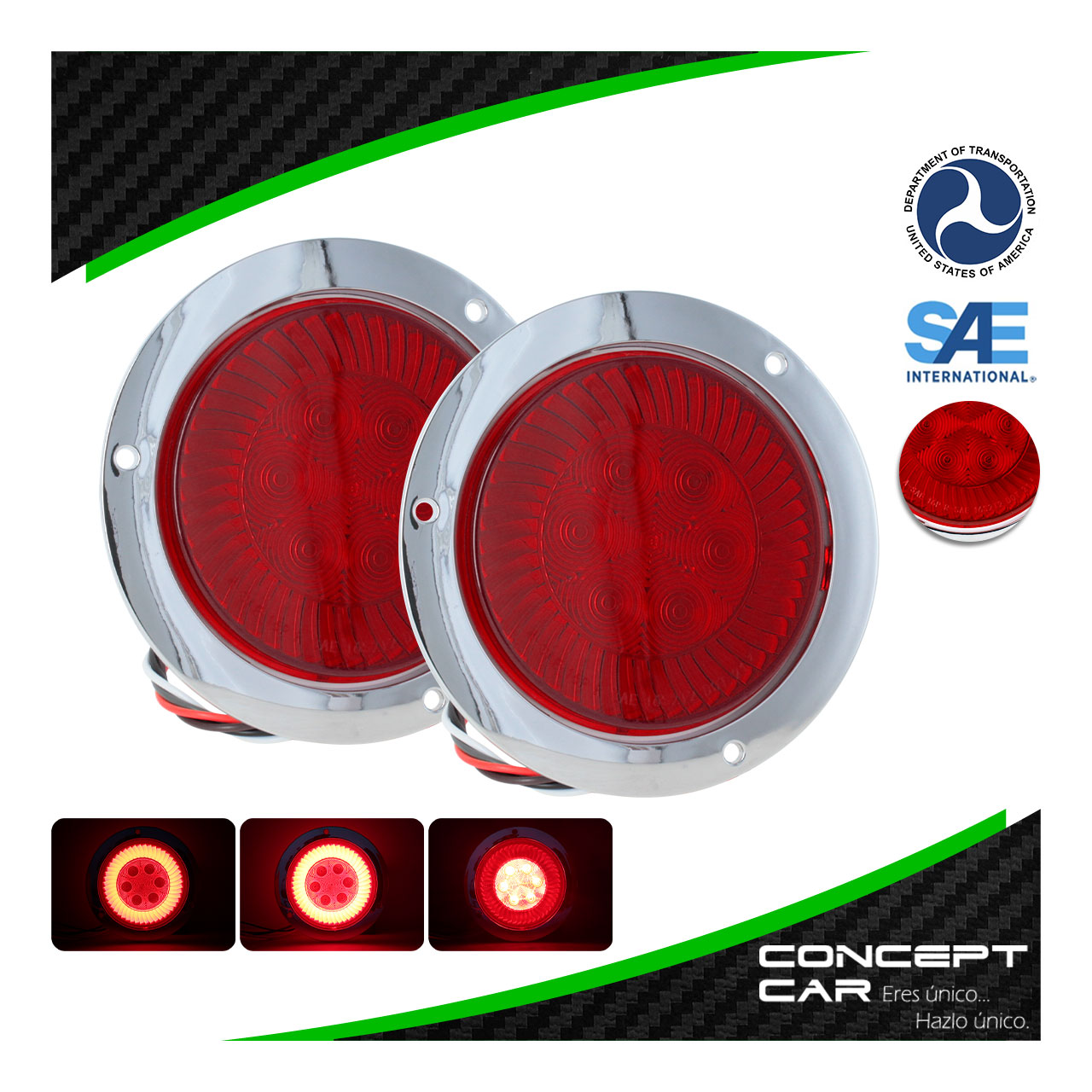 Par Plafon Redondo 6 Led Gel Alta Baja Estrobo Turbina 12-24v