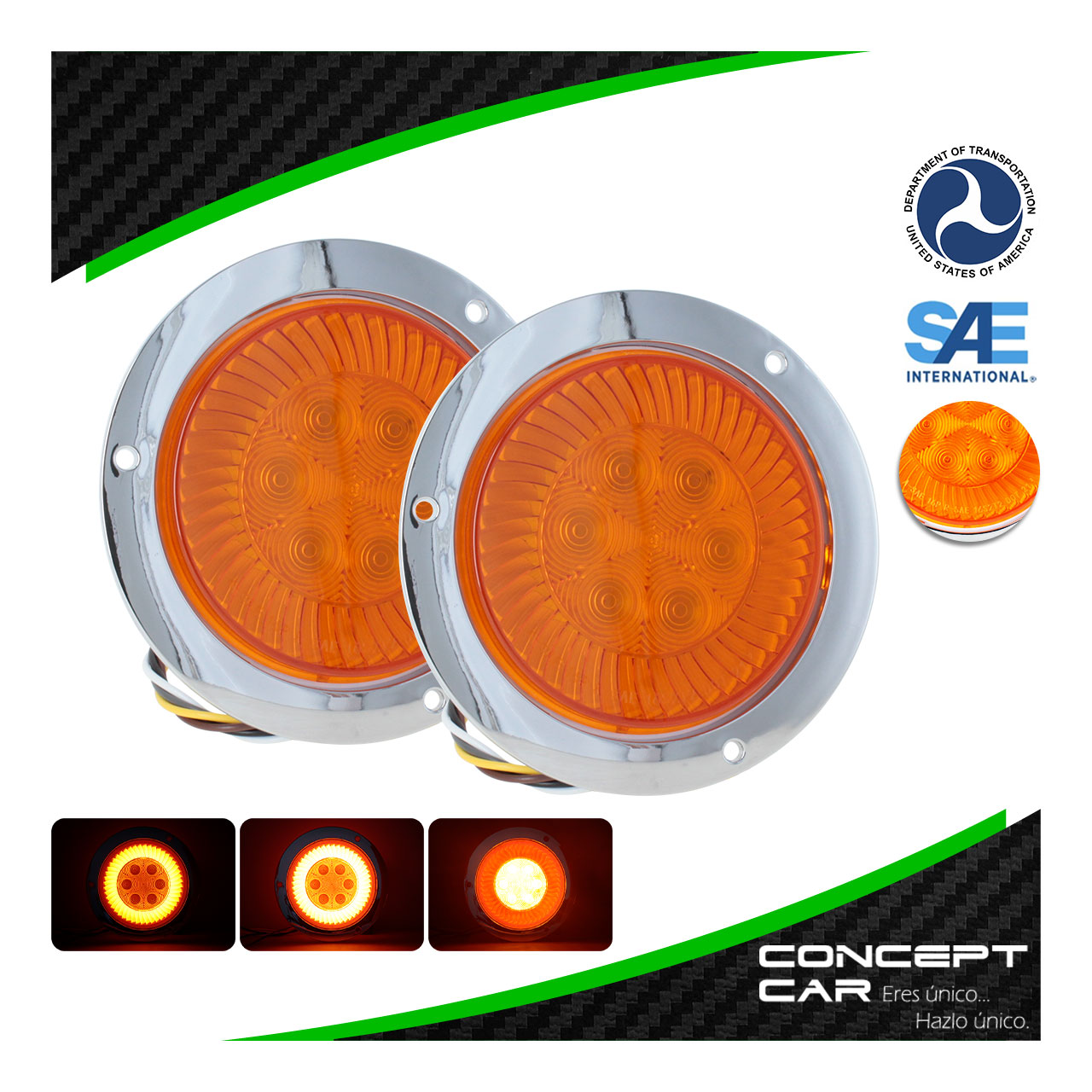 Par Plafon Redondo 6 Led Gel Alta Baja Estrobo Turbina 12-24v